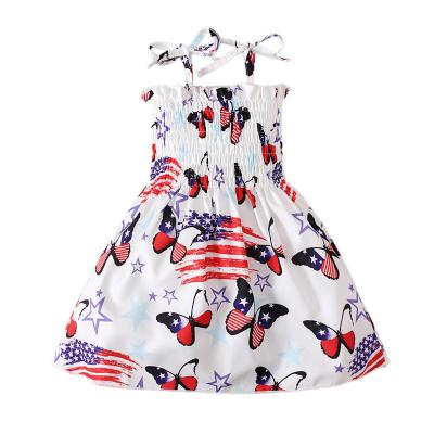 China Washable 2022 USA Independence Day children wear kids dress clothes 4th of July girls dresses baby dress for summer kids boutique cloth for sale