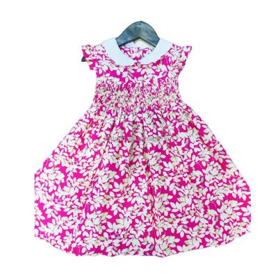 China Breathable Baby Smocked Clothing For Girls Dresses Floral Ruffles Flower Embroidery Boutiques Hand Made Kids Clothes for sale