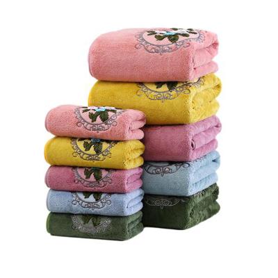 China Quick-drying Water-absorbing Coral Fleece Bath Towel Set Custom Wholesale Solid Color Household Thickening Adult 2PCS/set for sale