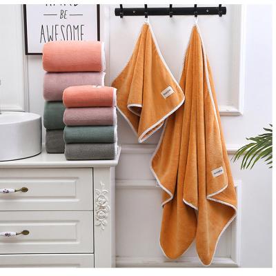 China Wholesale High Quality Solid Color Coral Fleece Microfiber Bath Towel Hotel Bathroom Towel Set Solid Color for sale