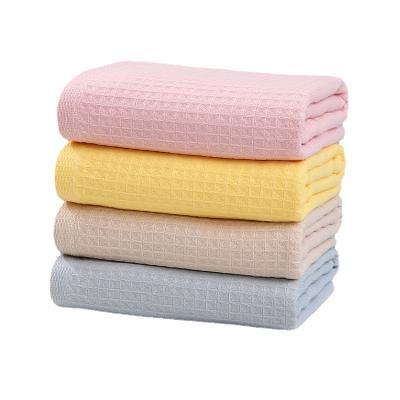 China 100% Cotton, Waffle Baby Cotton Solid Color Wholesale Bath Towels High End Japanese Style Luxury Towels for sale