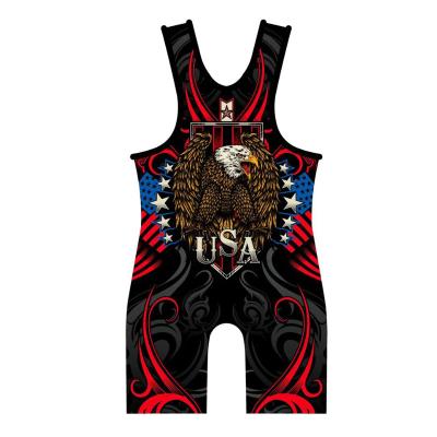 China 90% Polyester 10% Spandex Fabric Boys Vintage International Wrestling Singlet for sale