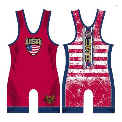 China 90% Polyester 10% Spandex Fabric White Freestyle Wrestling Single Singlets for sale