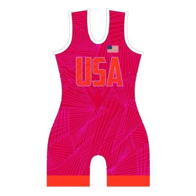 China 90% Polyester 10% Spandex Fabric Reversible College Female Wrestling Singlet for sale