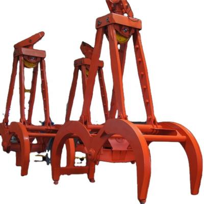 China Port Mechanical Log Hoist Wooden Scoop Double Bucket Grapple For Excavator for sale