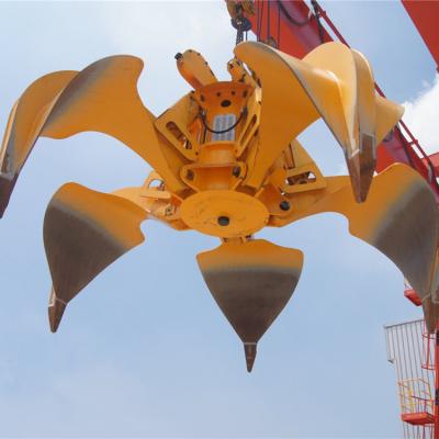 China MHPG-3 Port Hydraulic Electric Motor Kissed Type 14ton Grapple For Crane Orange Peel Grab Clamps Te koop