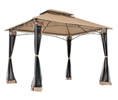 China Modern Morden Metal Gazebo 3.65x3M Outdoor Garden Fashion Gazebo With Polyester Curtains And Top Cover for sale