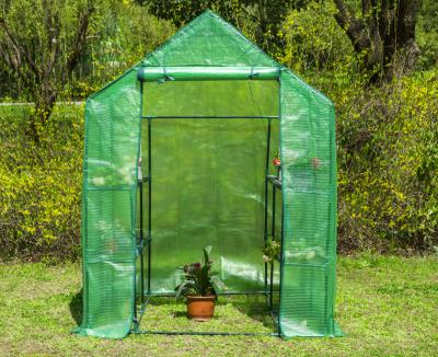 China 1.43x1.43M Easily Assembled 3 Tier Shelf Greenhouse Walk-in Garden Shed UV Resistitant PE Mesh Cover for sale