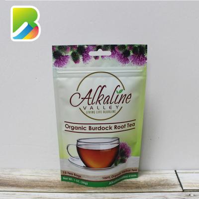 China Food Smell Proof Tea Packaging Bags Eco-friendly Aluminum Foil Matte Back Up Doy Pack Ziplock Bag for sale