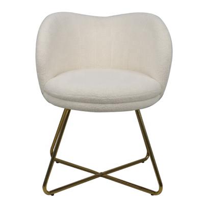 China Soft Lambswool Velvet Seat Competitive Price Cream Leisure Chair With Gold Chrome Legs for sale