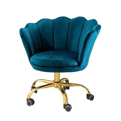 China Colorful Swivel Waist Flower Backrest Velvet Leisure Rotating Adjustable Rolling Chair For Home Office for sale