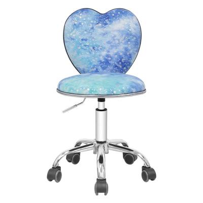 China Heart Eco-friendly Super Cute Backrest Eco-friendly Dye Tie Height Adjustable Rotating Velvet Kids Chair for sale