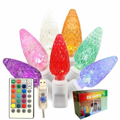 China Lighting String 16 Color RGB C6 Strawberry Battery Lights Battery Box Light String Wireless Remote Control Christmas Lights for sale