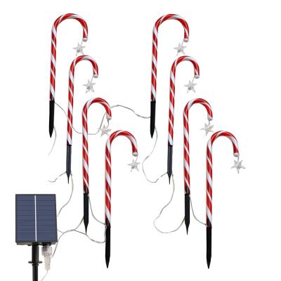 China Candy Cane Christmas Light Solar Power 8PCS Candy Cane Pathway Christmas Light for sale