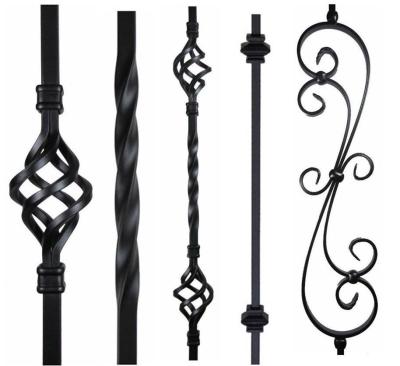 China Double Basket Wrought Iron Staircase Baluster Modern Indoor Baluster Wrought Iron Staircase Decorative Parts for sale