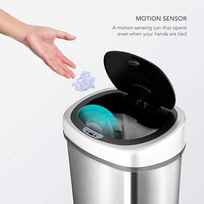 China Wholesale Household Waste Bin Viable Electronic Trash Can Sensor Stainless Steel With Tip Classic 50L Sensor 10 Viable for sale