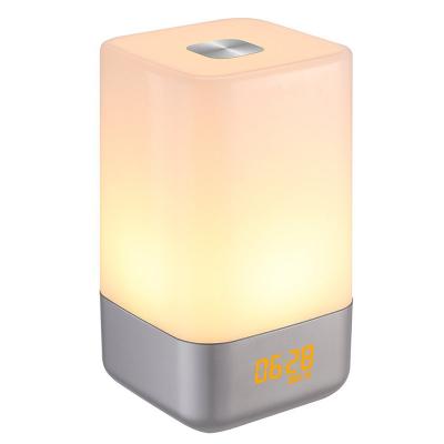 China New Arrival Time Display USB Charging Voice Smart Sunrise Wake Up Light Alarm Clock for sale