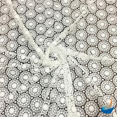 China 100%Polyester Anti-Static Trending Hot Products Lace Embroidered Fabric For Garment for sale