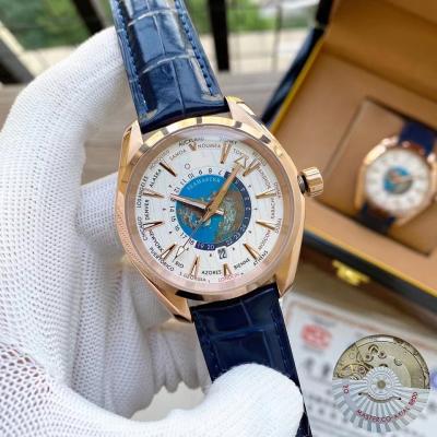 China Fashion Classic \ Business Gold Stainless Steel Bezel RU Ceramic bber \ Sports OMG25 Bands Mechanical Watch Leather Strap Luxury Mens Watch for sale