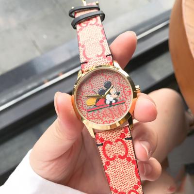 China Cartoon waterproof women's fashion brand watch belt Mickey dial luxury watch for sale