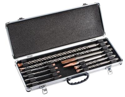 China Masonry drilling SDS plus drill bits and chisels set in an aluminum casing for sale