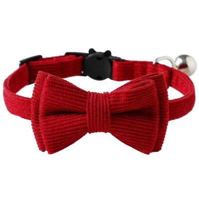 China Pet Viable Valentine's Gift Solid Red Color Bow With Bow Tie Adjustable Cat Pet Collar Bell Bow Tie for sale