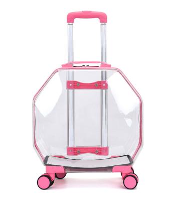 China With wheel & Transparent Cat Bag Cute Cat Shape Pet Backpack Bag Carriers Capsule Suitcase Factory Sale Pet Travel One Wheel Collapsible Direct Trolley Case for sale