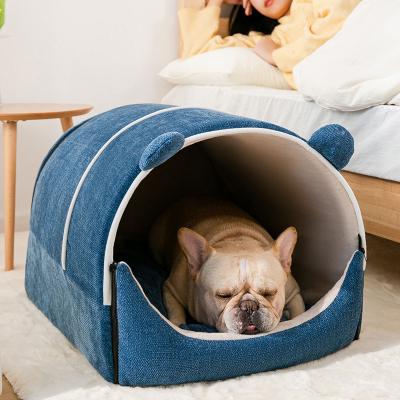 China Warmly Sustainable High Quality Indoor Folding Detachable Washable Plush Bed Pets Comfortable Beds Foldable Pet Room for sale