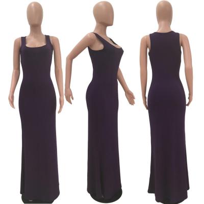 China Washable Holiday Summer Solid Color Halter Women Evening Party Floor Length Loose Dresses Long for sale