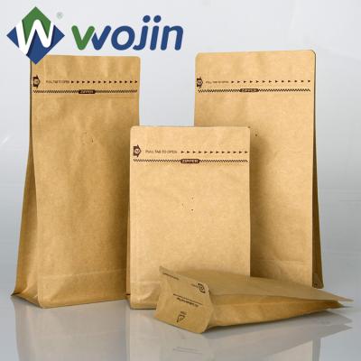 China WOJIN Flat Bottom Stand Paper Packaging Pouches Moisture Proof Coffee Bag for sale