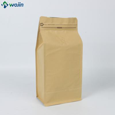 China Sale 1000g Paper Bag Coffee Packaging Food Top Packaging With Valve Flat Bottom Bag for sale