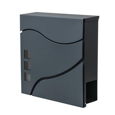 China Modern Wall Mounted Rust Proof Galvanized Steel Vertical Lockable Mailbox Black for sale