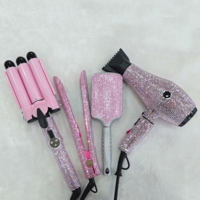 China Professional Safety Customized Hair Straightener Hair Flat Iron Hot Salon Tools Hair Straightener Gift Set Bling Flat Iron Hair Straightener Interchangeable Blow Dryer Hair Curler for sale