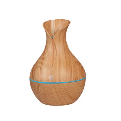 China 7 Color Changing Mini Wood Grain Diffuser Essential Electric Oil Aromatherapy Humidifier LED Light USB Vase Cool Mist Maker with LED Light Home Use for sale