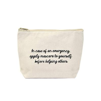 China Lady Fabric Zipper Make Up Bag With Logo Custom Printed White Canvas Cotton Cosmetic Bag for sale