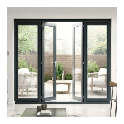 China Modern Pictures Interior Doors Aluminum Tempered Glass Double Frames High Thermal Break Insulation Aluminum Patio Accordion Door for sale