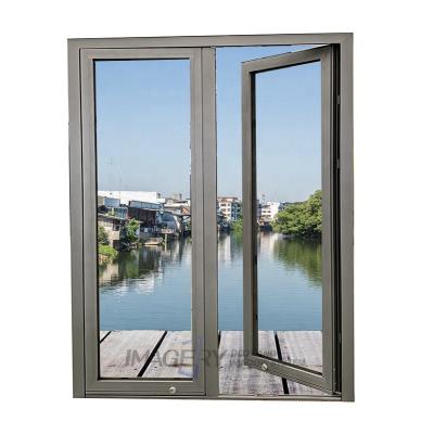 China Heat Insulation Pictures Hinged Door Tempered Glass Casement Glass Door Two Panels Customization Modern Design Aluminum Double Swing Door for sale