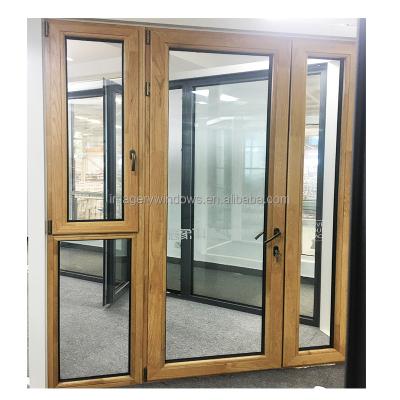 China Wholesale Modern Aluminum Clad Interior Double Series Wood Clad Interior French Swing Open Windows And Doors for sale