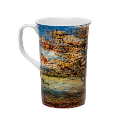 China /Healthy Light /Luxurious Vincent Van Gogh The Pink Peach Painting Fine Bone China Porcelain Drinks Mug for sale