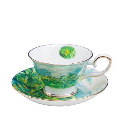 China Viable Wholesale Bone China Van Gogh Tea Cup 220ml Cup and Saucer for sale