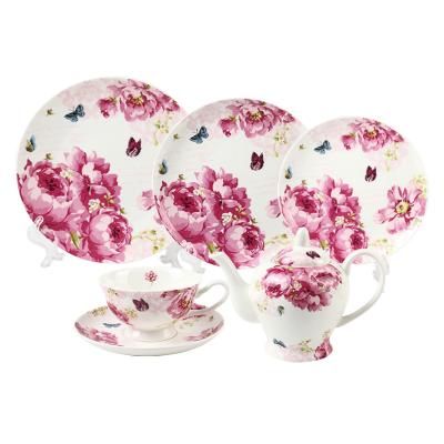 China Viable Bone China Fine Floral High Quality Porcelain Small Afternoon Tea Set for sale