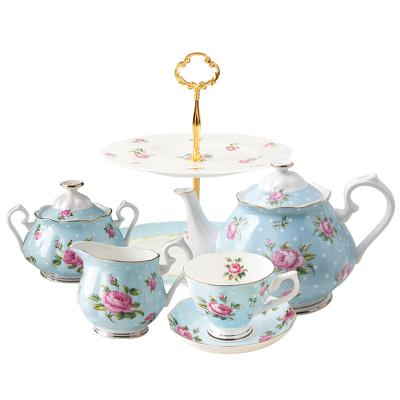 China Sustainable British Red Tea Set Bone China Floral Elegant Fine Tea Sets for sale