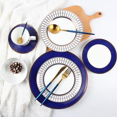 China Good Quality Bone China Fine Bone China Dinner Set Viable Luxurious Style Royal Ceramic 8pcs Dinner Set for sale