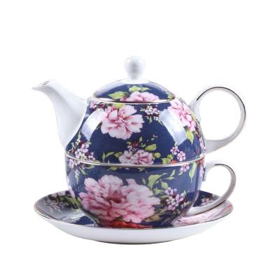 China Sustainable Hot Selling Special Design Flower Pattern Bone China Ceramic Coffee / Teapot for sale