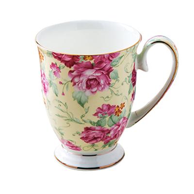 China Floral Fine Bone China Royal Fine High Base Custom Coffee Mugs Stocked for sale