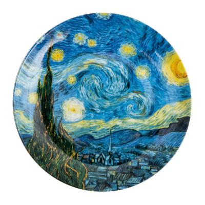 China Sustainable Hot Selling Bone China 8inch Starry Night Fine Home Decor Dish Ceramic Dinner Dish for sale