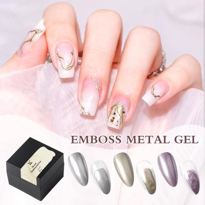 China Personal Use for DIY and Nail Art for Salon HS Nail Art Paint Private Label 3D 4D 5g Metal Emboss Carving Gel Polish for sale