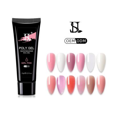 China Personal use for DIY and nail art for nail salon custom logo 15ml 12 poly colors UV gel for nail extension for sale