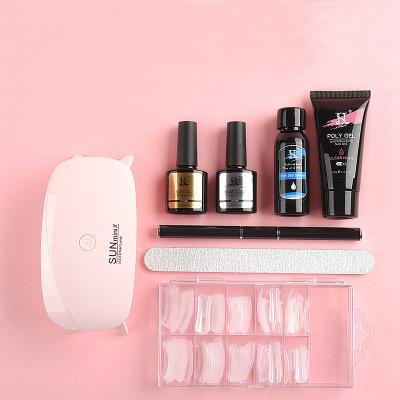 China Personal Use For DIY And Nail Art For Salon HS Private Label Poly Gel Extension UV Gel Kit With Uv Led Lamp Full for sale