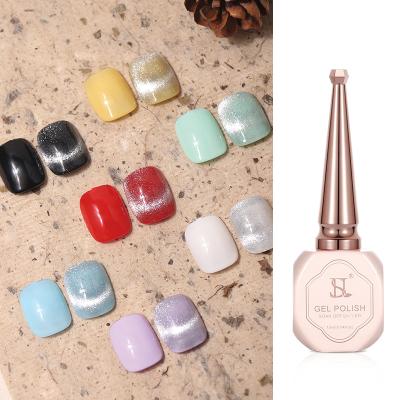 China Personal use for DIY and nail art for salon HS 15ml Cat Eye Gel Silver Magnetic Logo Soak Off Uv Spar Custom Made Cat Eye Nail Gel Polish for sale